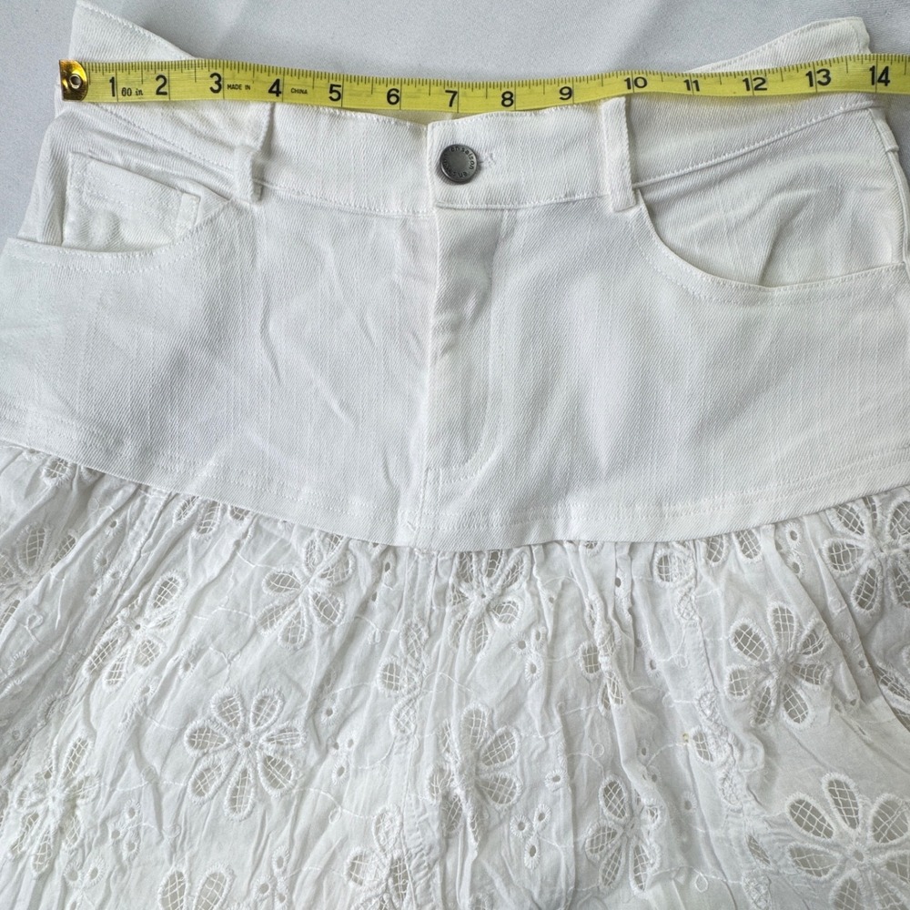 En Saison White Eyelet Two Piece Set Crop Top Maxi Skirt Cotton medium festival - Picture 5 of 16